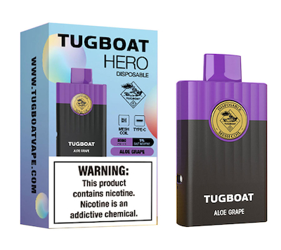 TUGBOAT HERO 8000 PUFFS DISPOSABLE ALOE GRAPE