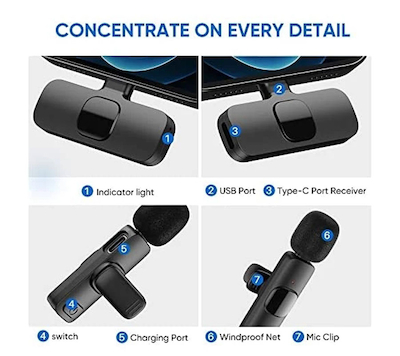 میکروفن یقه ای بی سیم مدل K9 Dual Type-C بسته 2 عددی