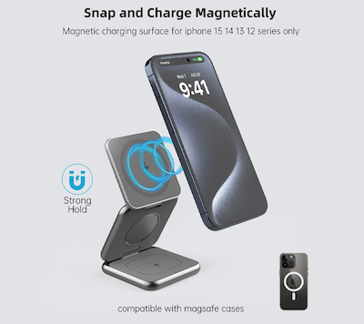 Wireless Charger 3 in 1 Charging Station for Apple15W