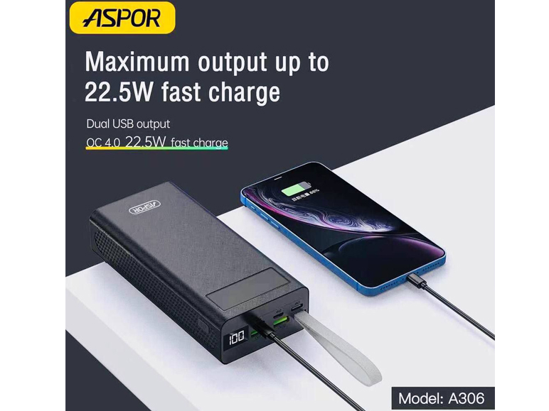 Aspor 30000mAh 22.5W PD Fast Charging Power bank A306